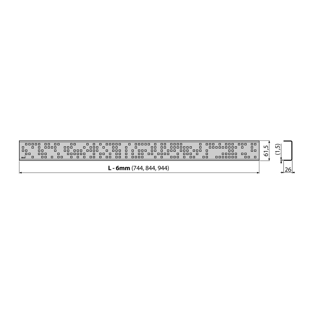 AlcaPlast CODE-750M - Rošt pre líniový podlahový žľab, nerez-mat