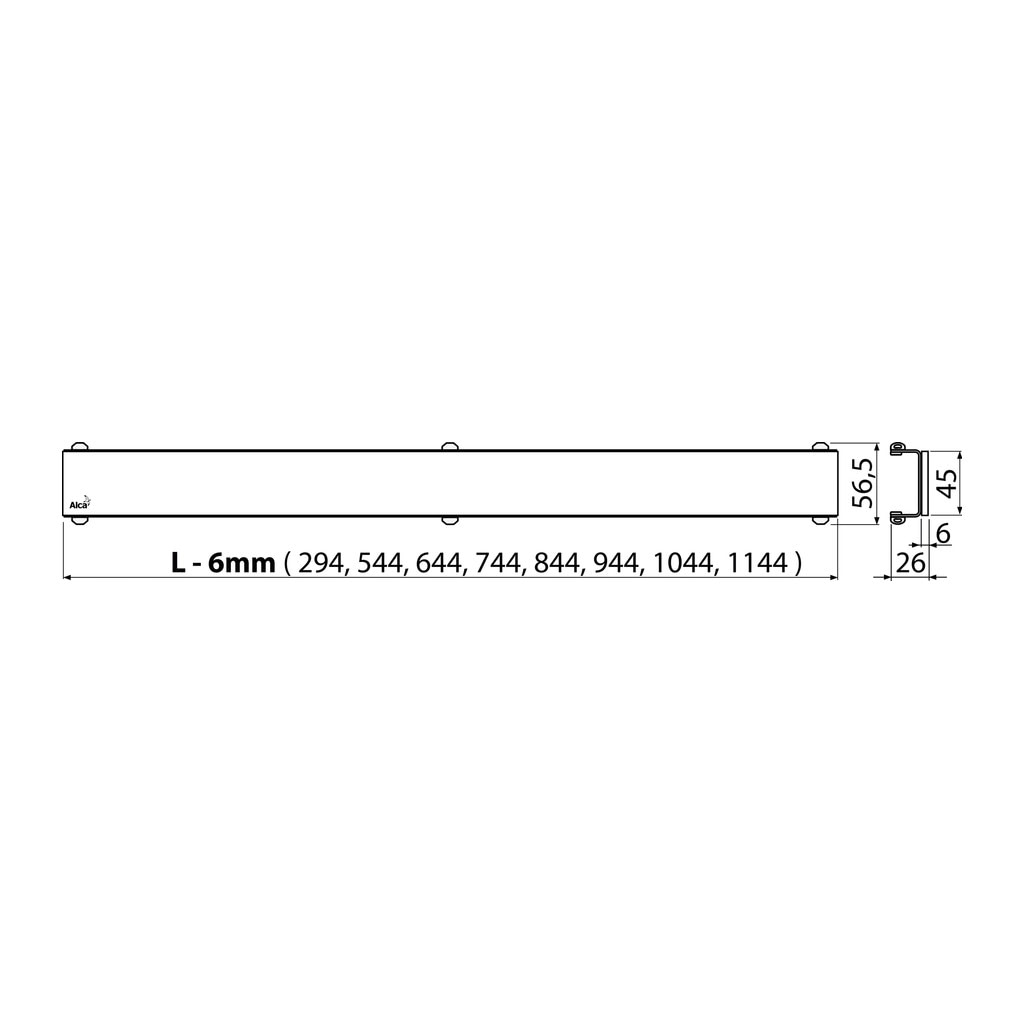 AlcaPlast GL1200-550 - GLASS – Rošt pre líniový podlahový žľab, sklo-biela