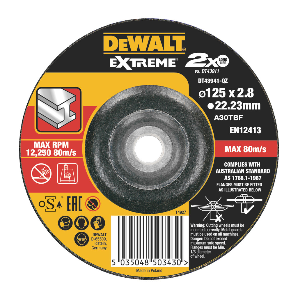 DeWalt DT43941 - Rezný kotúč EXTREME® 125x22,2x3mm, Typ 1 - vypuklý