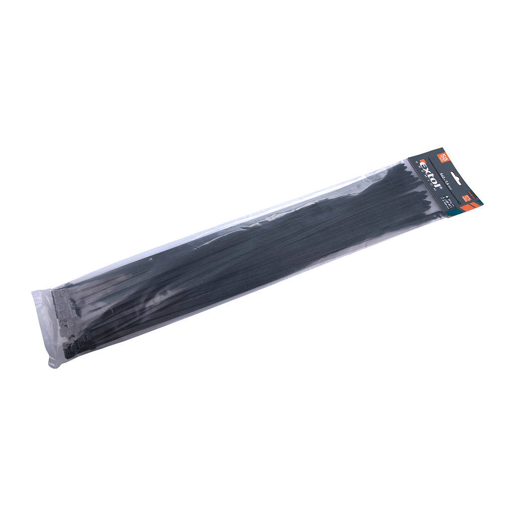 Extol Premium 8856172 - Pásky sťahovacie čierne, 7,6x540mm, 50ks, Ø150mm, 55kg