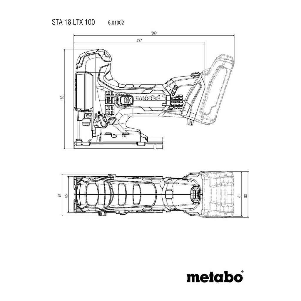 Metabo 601002890 - STA 18 LTX 100 - AKU priamočiara píla, 18V, Kartón