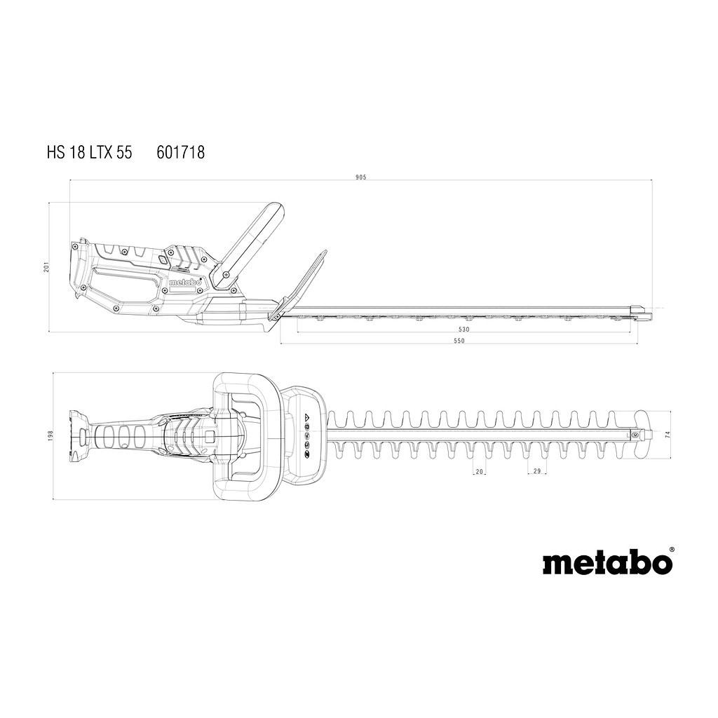 Metabo 601718850 - HS 18 LTX 55 - AKU nožnice na živý plot, 18V, Kartón