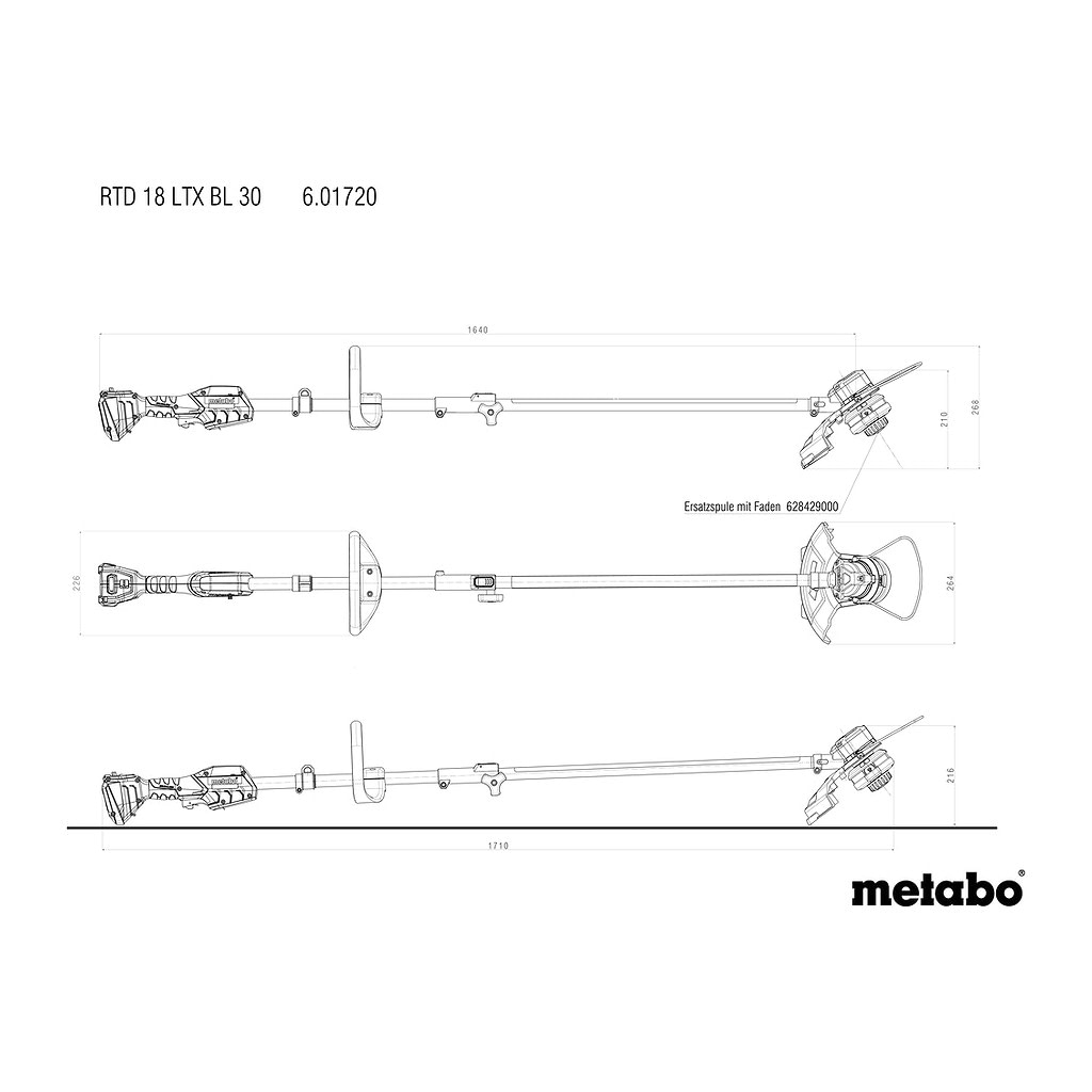 Metabo 601720850 - RTD 18 LTX BL 30 - AKU strunová kosačka na trávu, 18V, Kartón