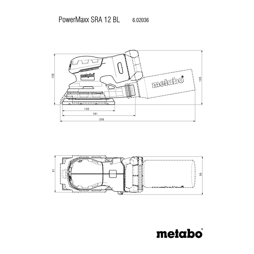 Metabo 602036920 - PowerMaxx SRA 12 BL Set - AKU vibračná brúska, 12V, metaBOX 215, s brúsnou doskou 80 x 133 mm