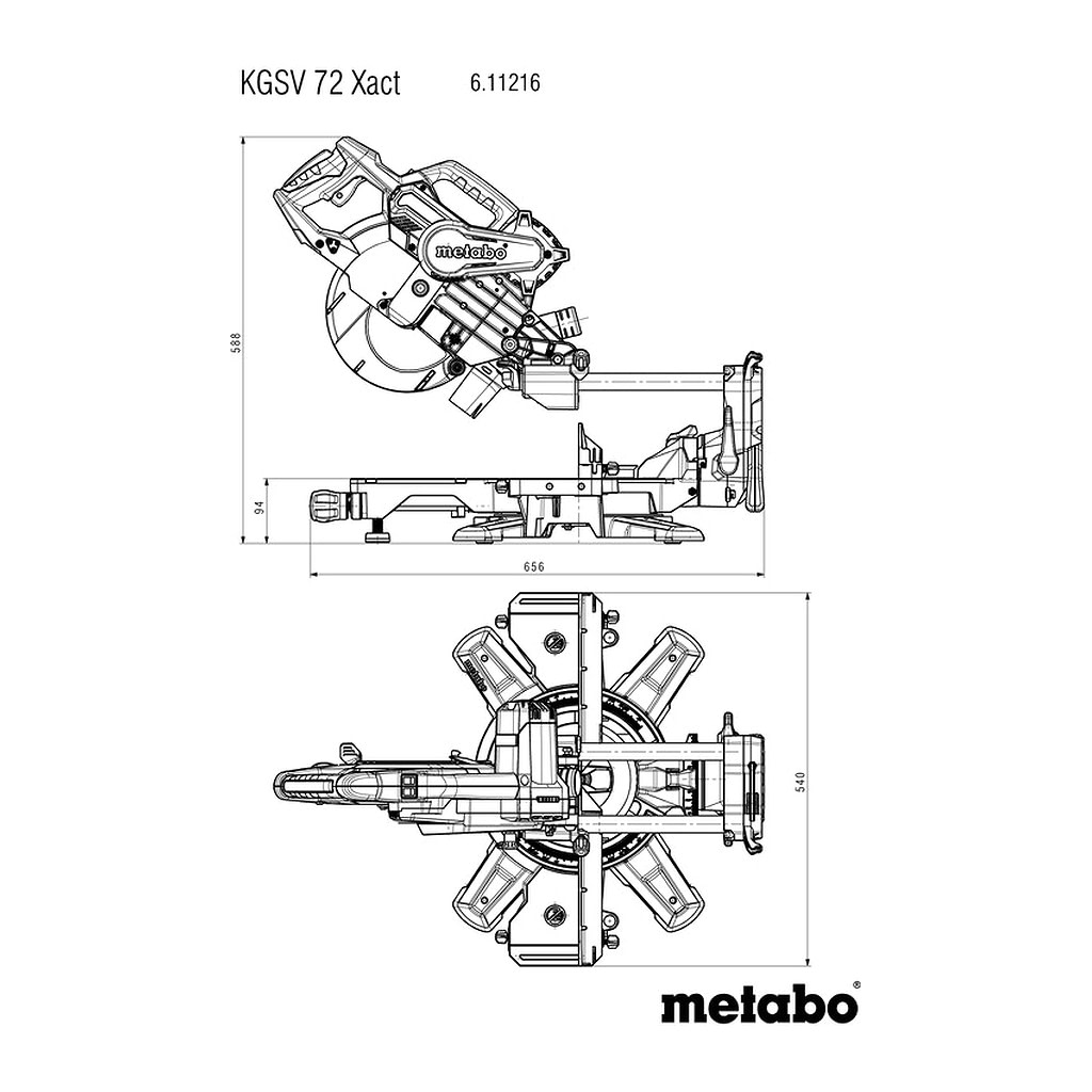 Metabo 611216000 - KGSV 72 Xact - Skracovacia píla, Kartón, s funkciou poťahu