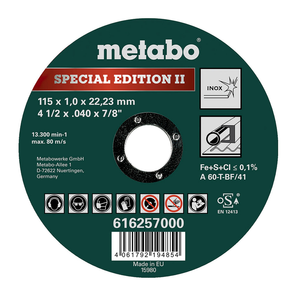 Metabo 616257000 - Špeciálna edícia II 115 x 1,0 x 22,23 INOX, TF 41
