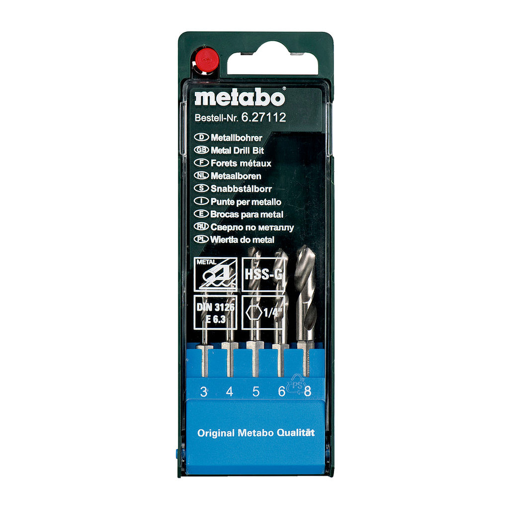 Metabo 627112000 - Kazeta s vrtákmi HSS-G, 5-dielna E 6,3