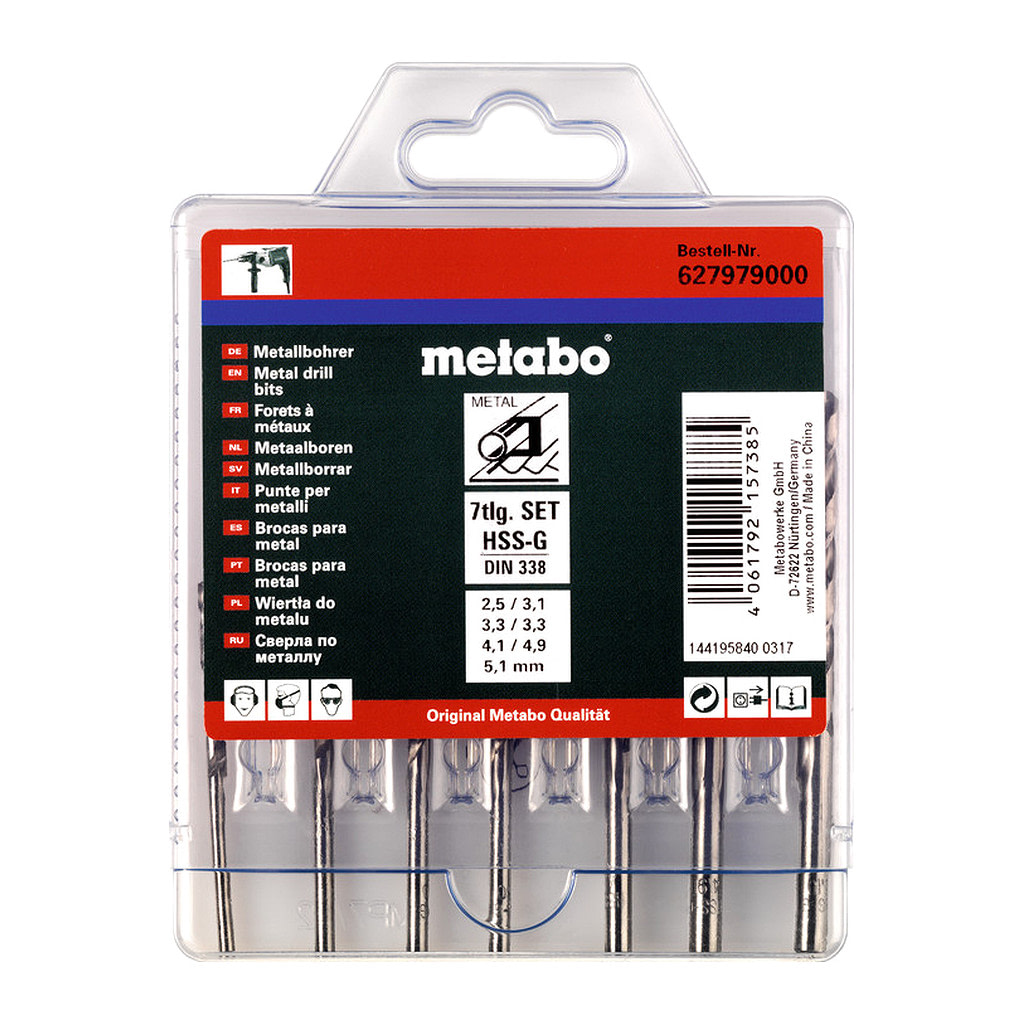 Metabo 627979000 - Kazeta s vrtákmi HSS-G, 7-dielna