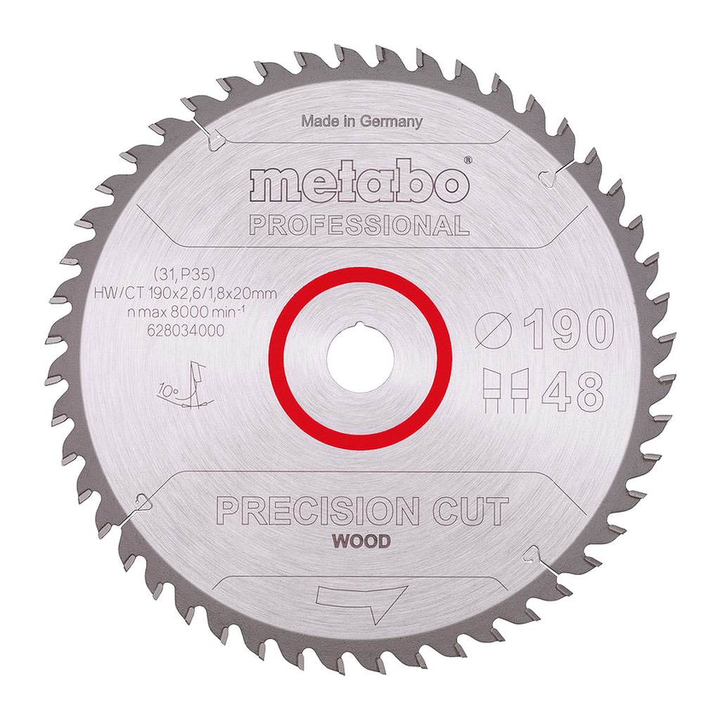 Metabo 628034000 - Pílový list „precision cut wood - professional“, 190x20, Z48 WZ 10°