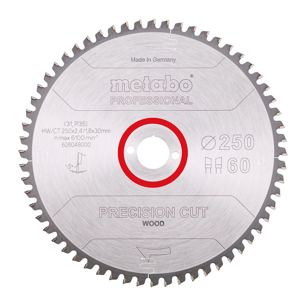 Metabo 628048000 - Pílový list „precision cut wood - professional“, 250x30, Z60 WZ 5° neg.