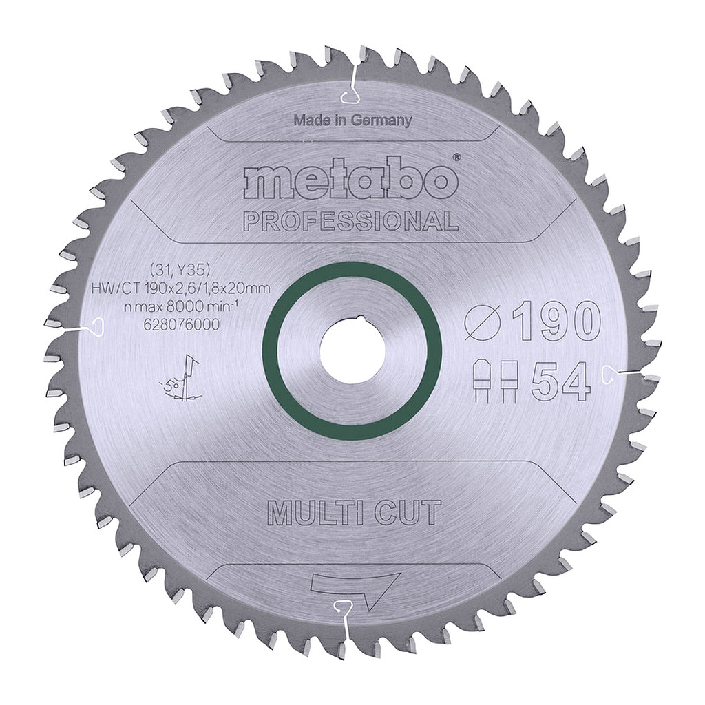 Metabo 628076000 - Pílový list „multi cut - professional“, 190x20 Z54 FZ/TZ 5°neg.