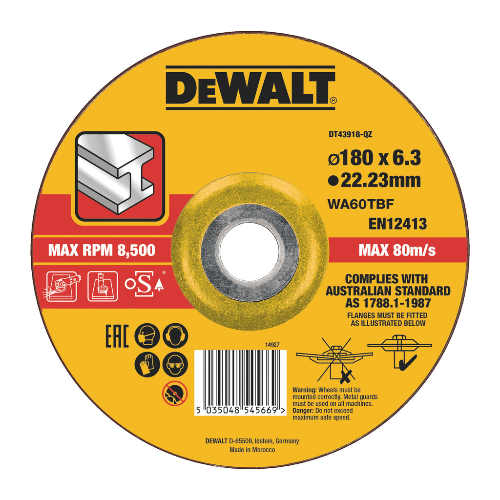 DeWalt DT43918 - Brúsny kotúč na kov 180x22,2x6,0mm, typ 27 - vypuklý