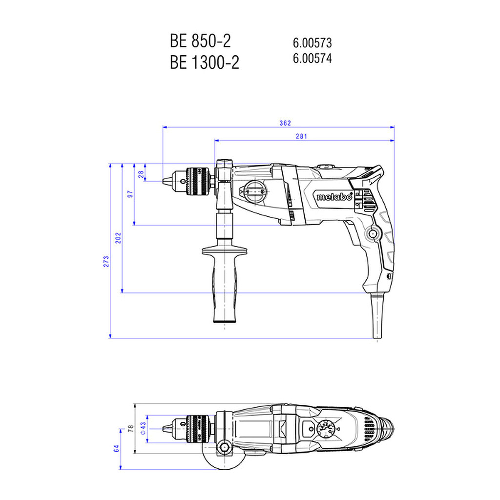 Metabo 600574810 - BEV 1300-2 - Vŕtačka, Kartón