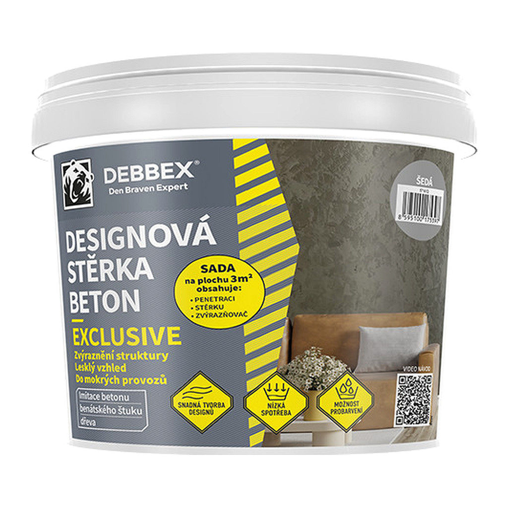 Den Braven 57141Q - Designová stierka BETÓN EXCLUSIVE 5 kg vedro sivá