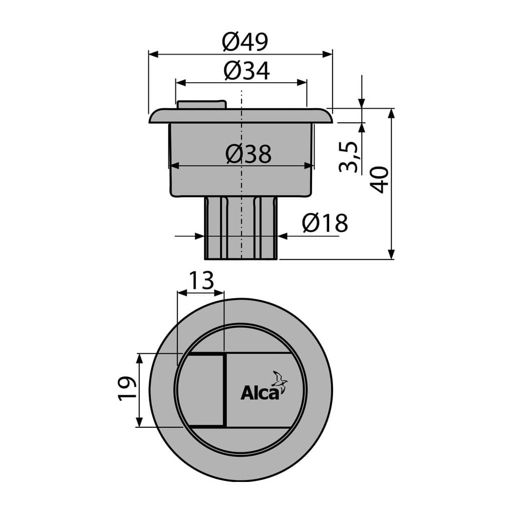 AlcaPlast V0296-ND - Tlačítko kompletné chróm (A08A)