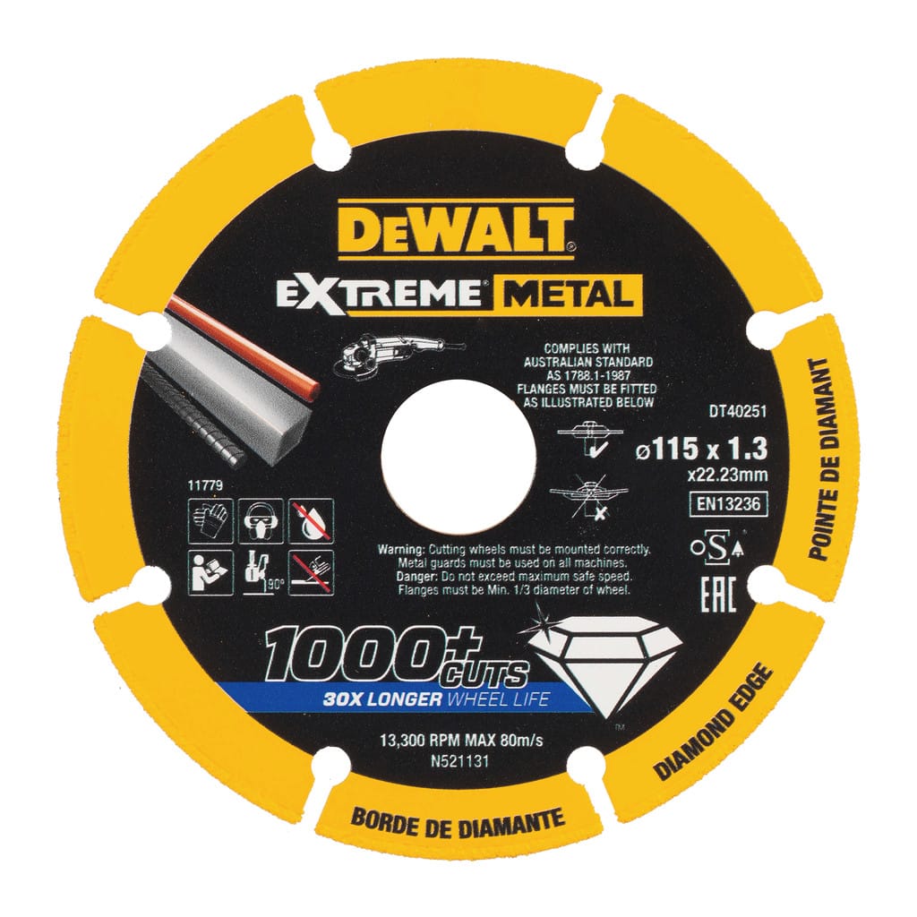Dewalt DT40251 – Diamantový kotúč Extreme® na rezanie kovov – 115×1,3×22,23mm