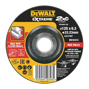 DeWalt DT43947 - Brúsny kotúč EXTREME® na kov, 125x22,2x6,0mm, Typ 27 – vypuklý