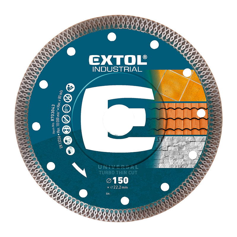 Extol Industrial 8703043 - Kotúč rezný diamantový Turbo Thin Cut, 150mm, suché a mokré rezanie