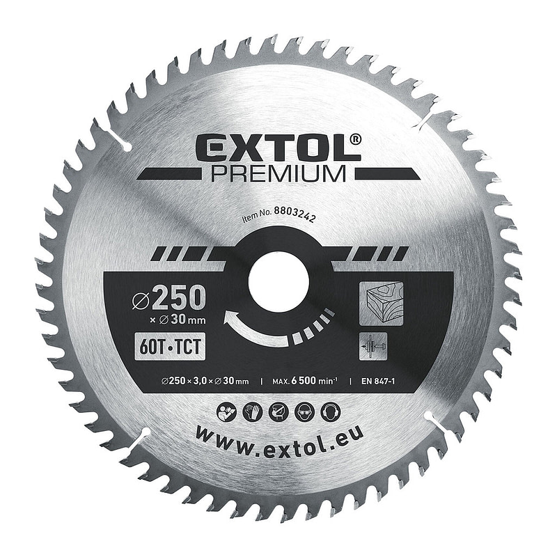 Extol Premium 8803242 - Kotúč pílový s SK plátkami, Ø250x3,2x30mm, 60z