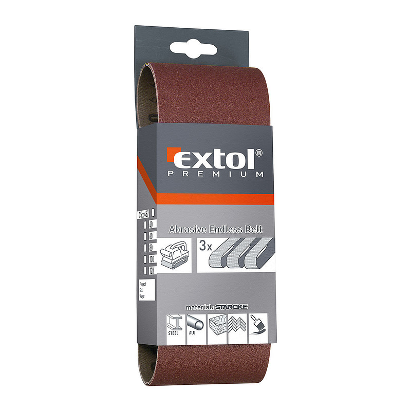 Extol Premium 8803528 - Pás brúsny, korund 3ks, 533x76mm, P80