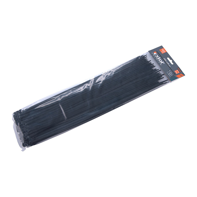 Extol Premium 8856166 - Pásky sťahovacie čierne, 4,8x400mm, 100ks, pr105mm, 22kg