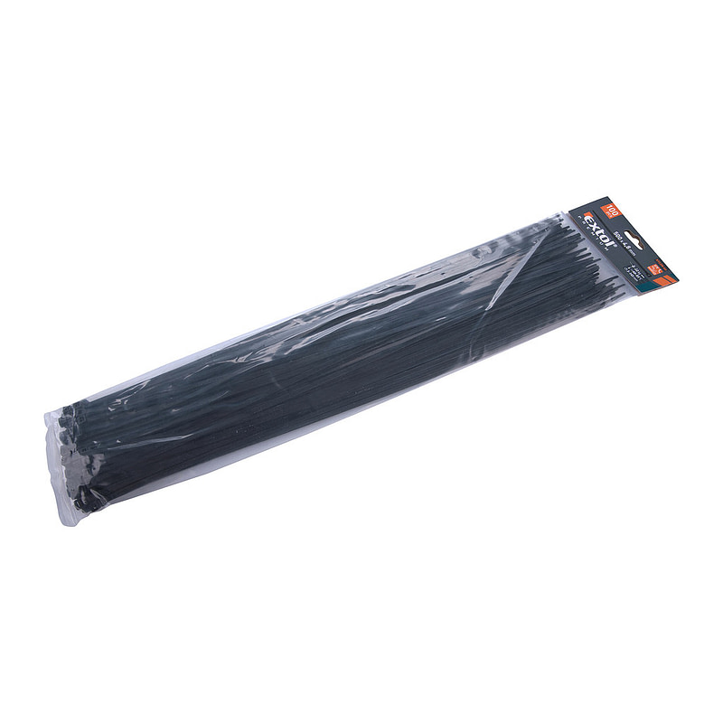 Extol Premium 8856168 - Pásky sťahovacie čierne, 4,8x500mm, 100ks, Ø150mm, 22kg