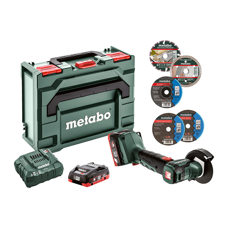 Metabo 600348800 - PowerMaxx CC 12 BL - AKU uhlová brúska, 12V 2x4Ah LiHD, Nabíjačka ASC 55, metaBOX 145