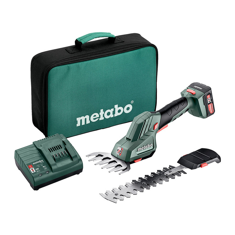 Metabo 601608500 - PowerMaxx SGS 12 Q - AKU nožnice na kríky a trávu, 12V 1x2Ah Li-Power, Nabíjačka SC 30, Brašňa pre náradie