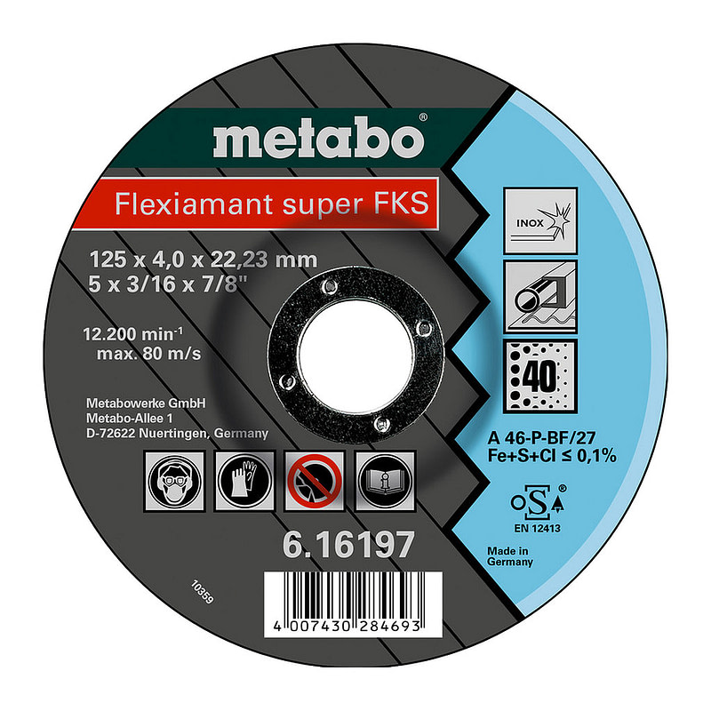 Metabo 616198000 - Flexiamant Super FKS 60, 125x4,0x22,23 Inox, SF 27