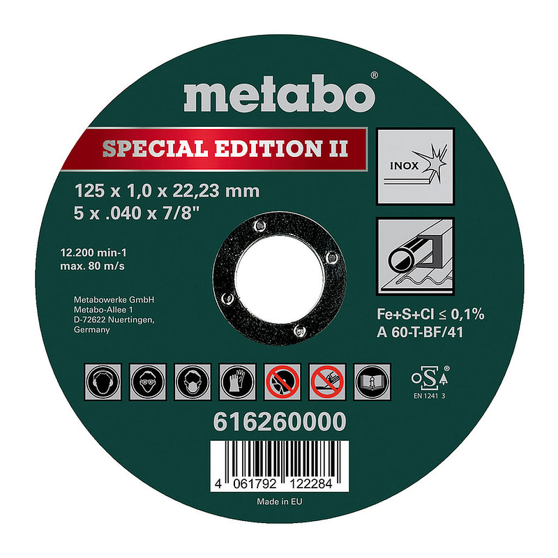 Metabo 616260000 - Špeciálna edícia II 125 x 1,0 x 22,23 INOX, TF 41