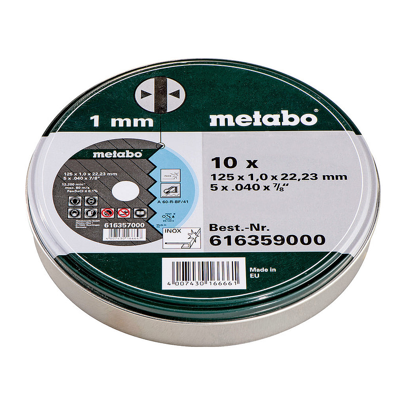 Metabo 616359000 - 10 rezných kotúčov - SP 125x1,0x22,23 Inox, TF 41