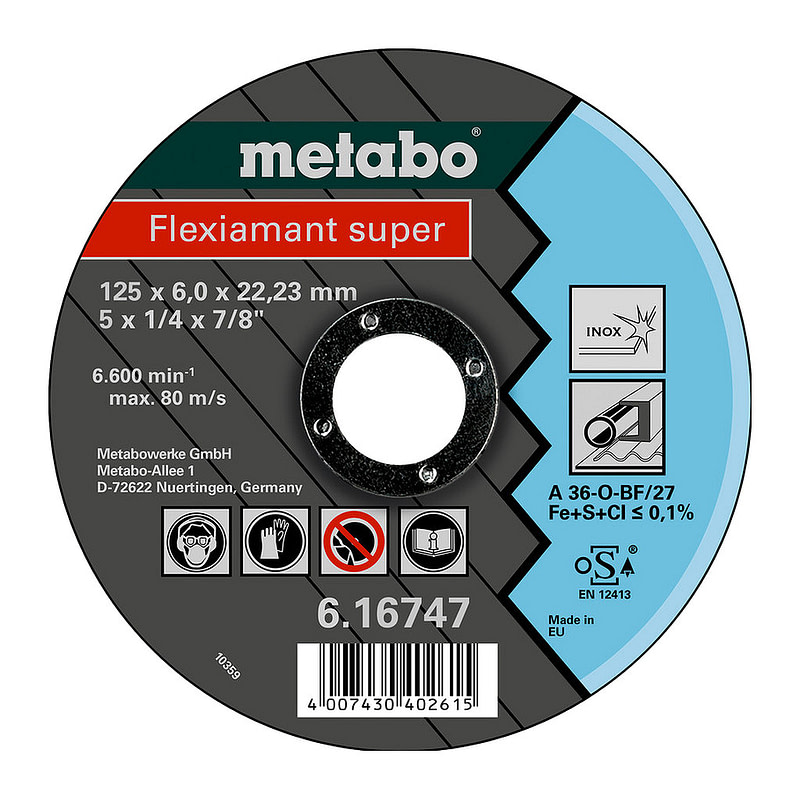 Metabo 616747000 - Flexiamant super 125x6,0x22,23 Inox, SF 27