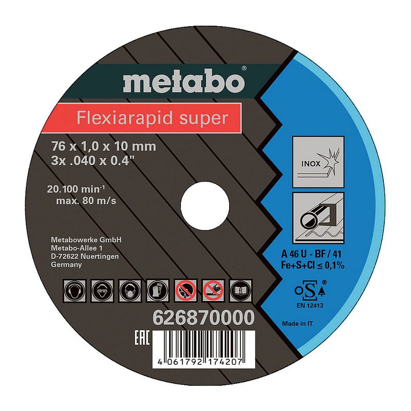 Metabo 626870000 - 5 Flexiarapid Super 76x1,0x10,0 mm Inox, TF 41