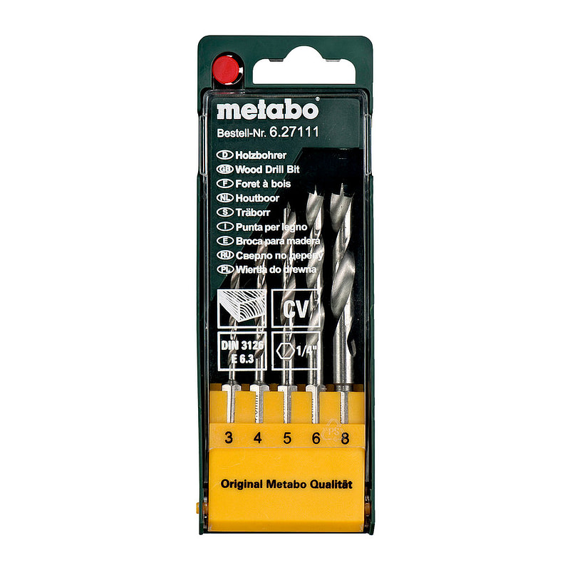 Metabo 627111000 - Kazeta s vrtákmi do dreva, 5-dielna E 6,3