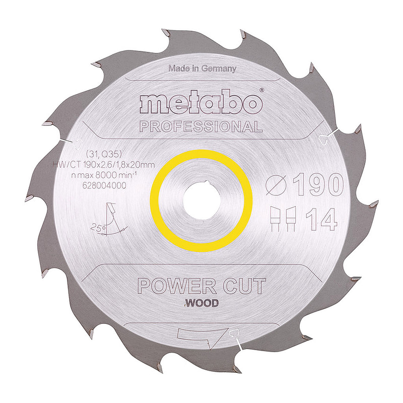 Metabo 628004000 - Pílový list „power cut wood - professional“, 190x20, Z14 WZ 25°
