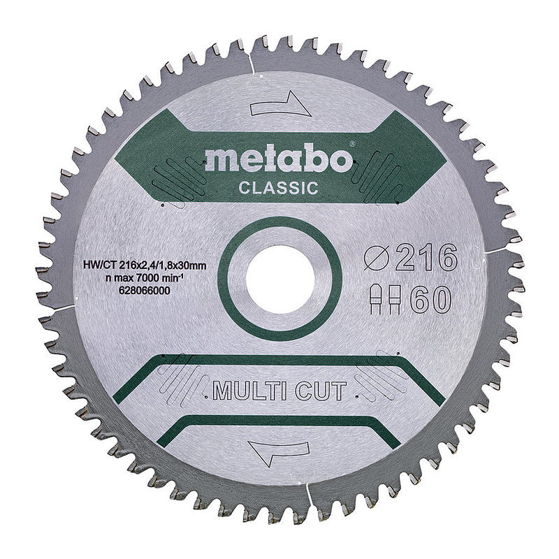 Metabo 628655000 - Pílový list „multi cut - classic“, 216x30 Z60 FZ/TZ 5° neg. /B
