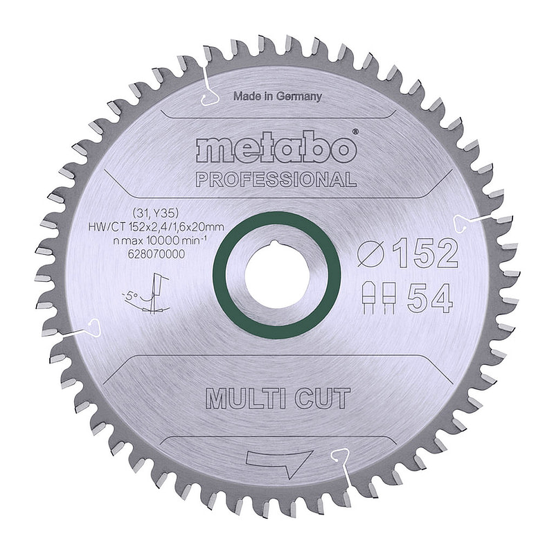 Metabo 628070000 - Pílový list „multi cut - professional“, 152x20, Z54 FZ/TZ 5° neg.