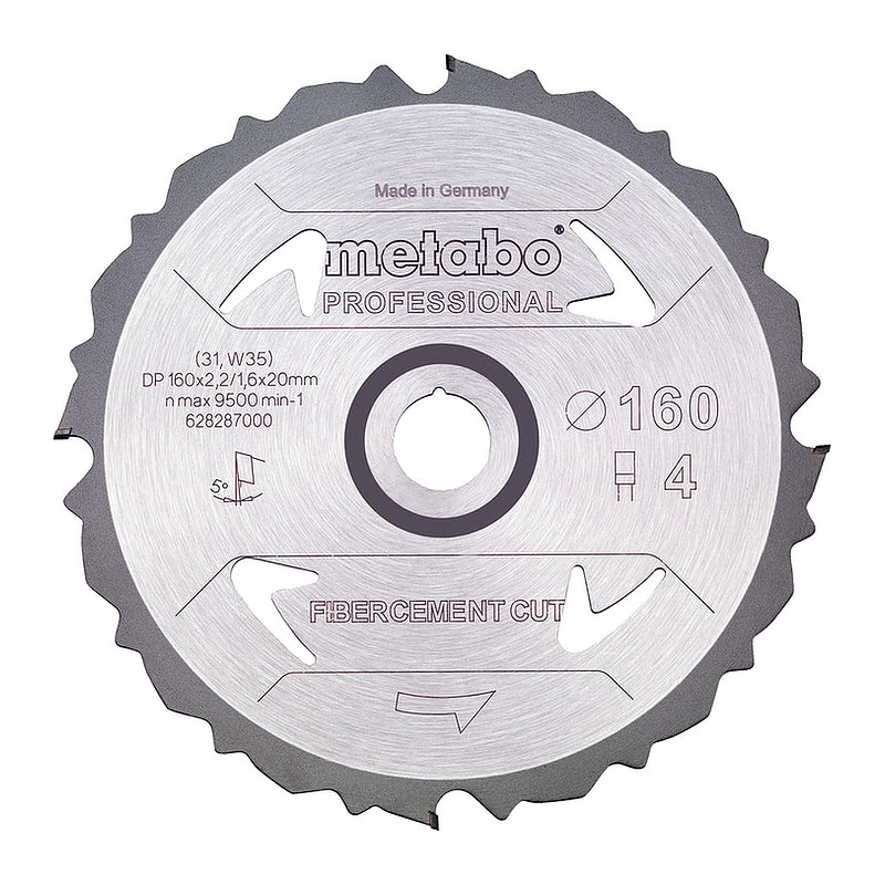 Metabo 628287000 - Pílový kotúč „fibercement cut – professional“, 160x20 Z4 PCD FZ 5°
