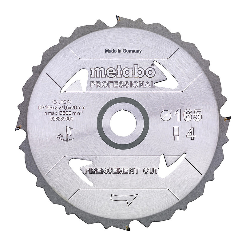 Metabo 628289000 - Pílový kotúč „fibercement cut – professional“, 165x20 Z4 PCD FZ 5°