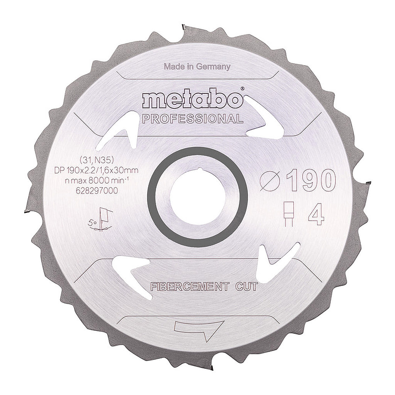 Metabo 628297000 - Pílový kotúč „fibercement cut – professional“, 190x30 Z4 PCD FZ 5°