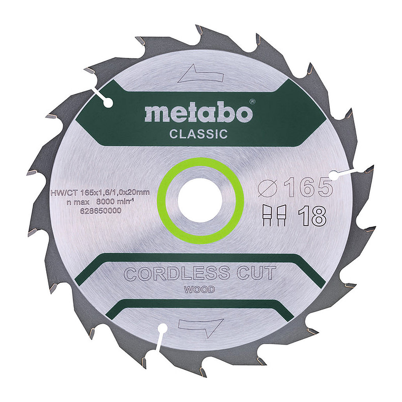 Metabo 628650000 - Pílový list „cordless cut wood - classic“, 165x20 Z18 WZ 20° /B