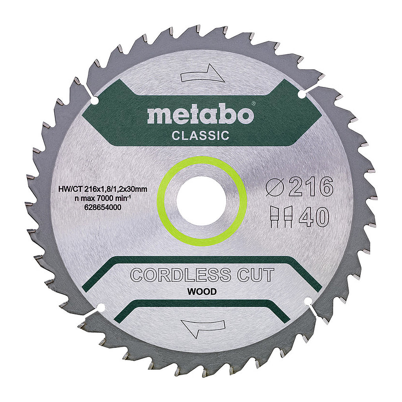 Metabo 628654000 - Pílový list „cordless cut wood - classic“, 216x30 Z40 WZ 5° /B