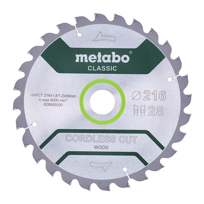 Metabo 628665000 - Pílový list „cordless cut wood - classic“, 216x30 Z28 WZ 5° /B