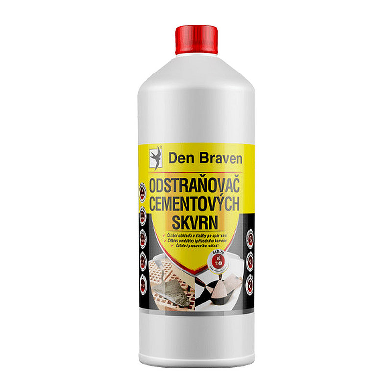 Den Braven 57612Q - Odstraňovač cementových škvŕn 1 l fľaša transparentná / žltkastá