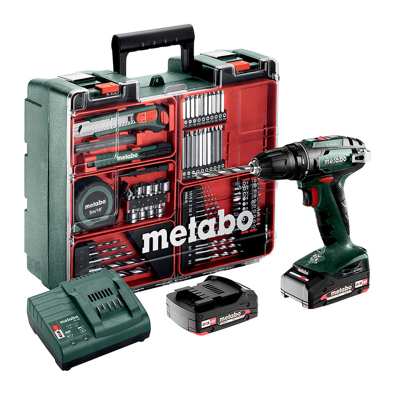 Metabo 602207880 - BS 18 Mobile Werkstatt - AKU vŕtačka so skrutkovačom, 18V 2x2Ah Li-Power, Nabíjačka SC 30, Kufor z umelej hmoty, Mobilná dielňa