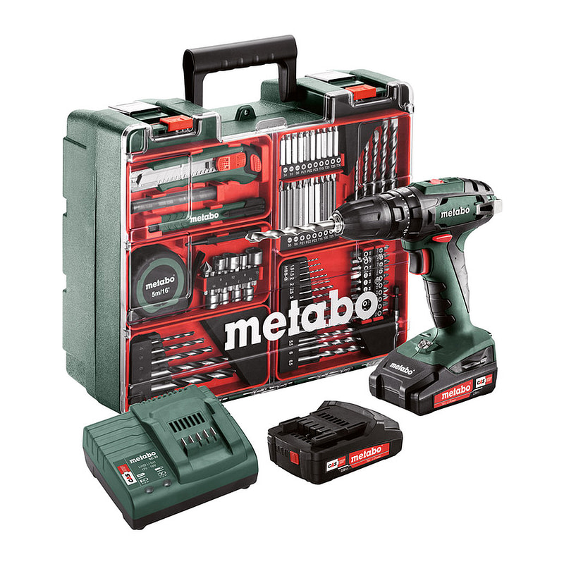 Metabo 602245880 - SB 18 Mobile Werkstatt - AKU príklepový vŕtací skrutkovač, 18V 2x2Ah Li-Power, Nabíjačka SC 30, Kufor z umelej hmoty, Mobilná dielňa