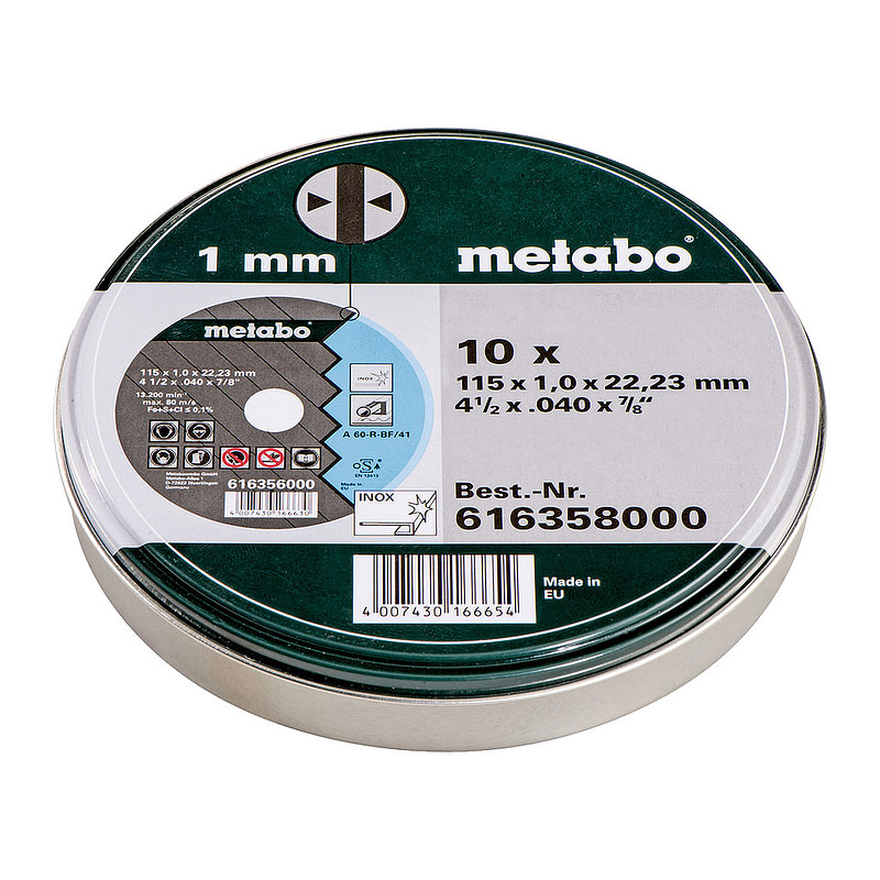 Metabo 616358000 - 10 rezných kotúčov - SP 115x1,0x22,23 Inox, TF 41