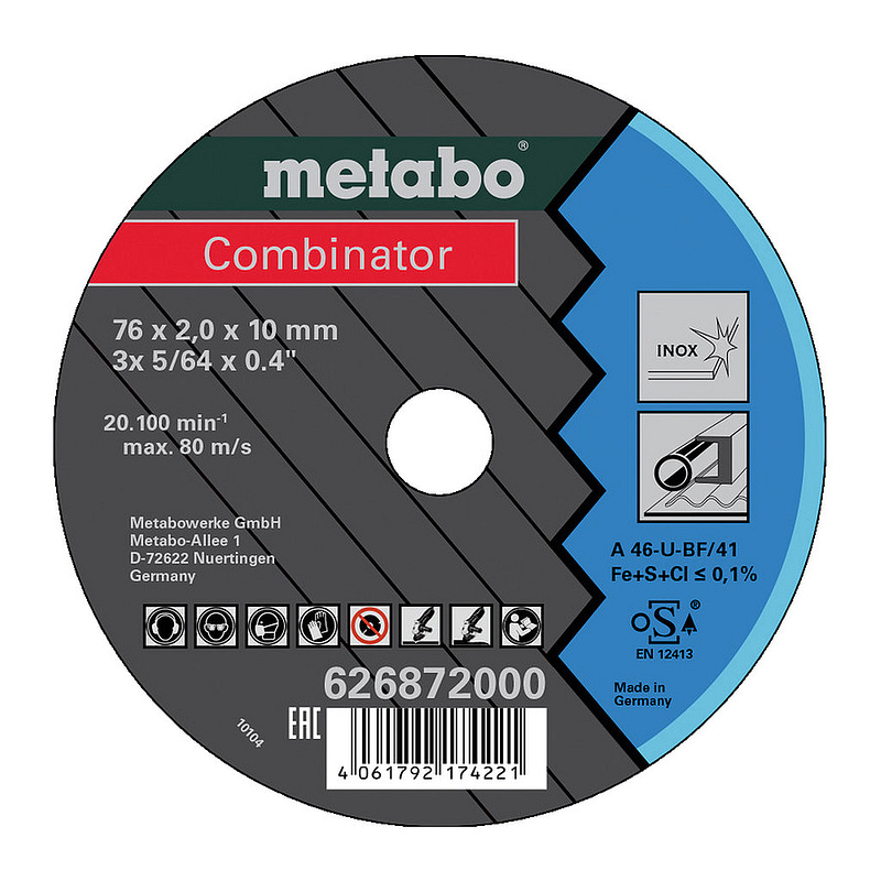 Metabo 626872000 - 3 Combinator 76x2,0x10 mm Inox, TF 41