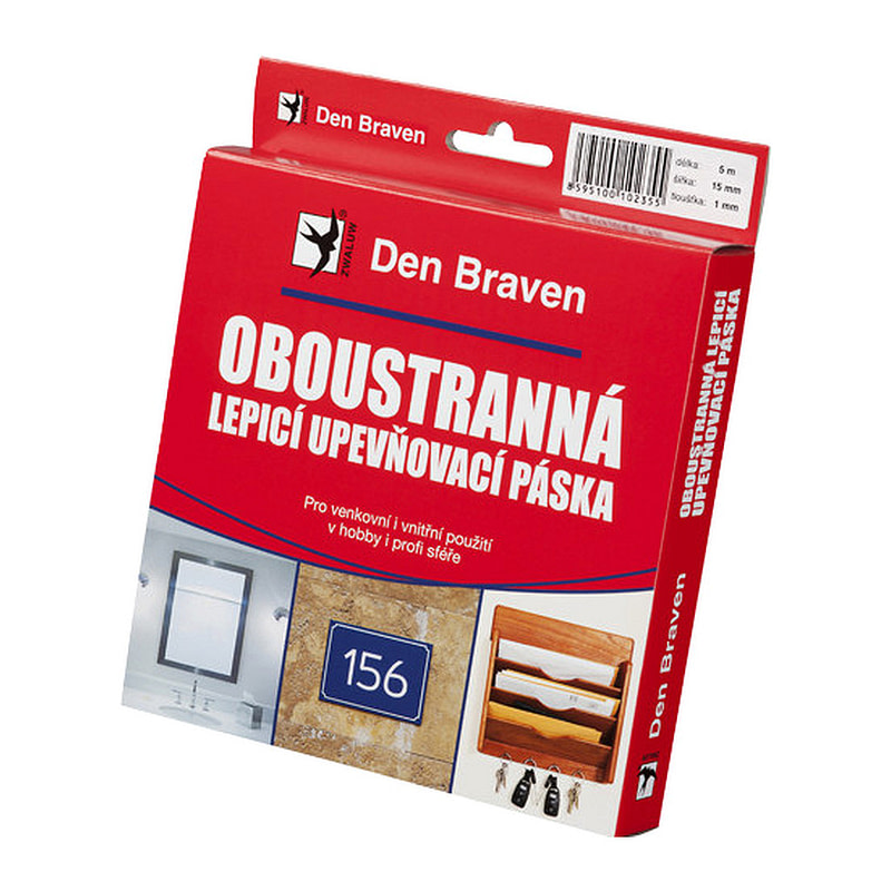 Den Braven B5212RL - Obojstranne lepiaca upevňovacia páska v krabičke 15 × 2 mm