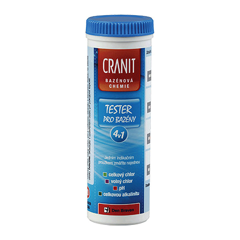 Den Braven CH211 - Cranit Tester pre bazény 4 v 1 10 ks testovacích prúžkov tuba v blistri modrastá